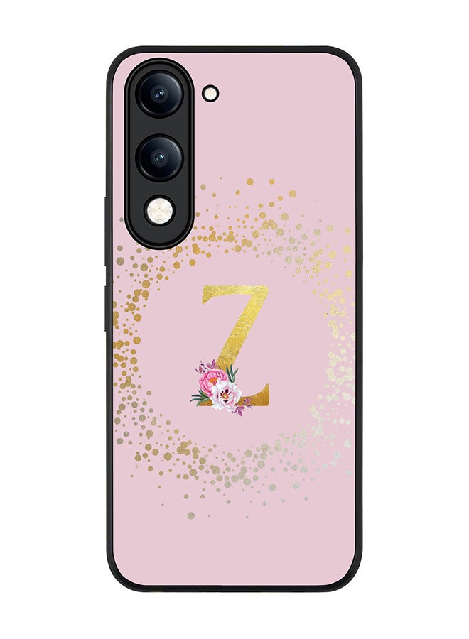 For vivo Y29s 5G / Y19s 5G Case,Slim fit Camera Protection, Shockproof Thin Phone cover  - Custom Monogram Floral - Z  (Pink )
